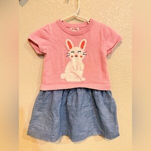 Joe Fresh Sweater Dress Toddler Girls 3T Pink Bunny Easter Spring